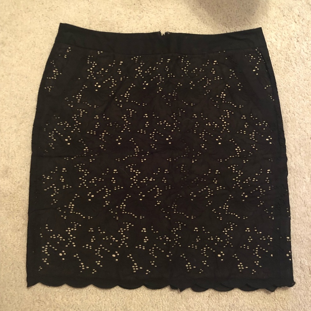Black Eyelet LOFT Scallop Trim Skirt